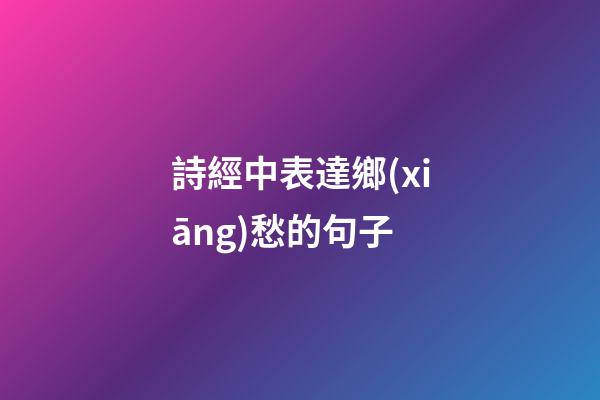 詩經中表達鄉(xiāng)愁的句子