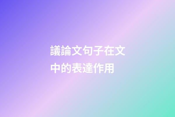 議論文句子在文中的表達作用