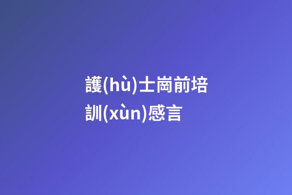 護(hù)士崗前培訓(xùn)感言