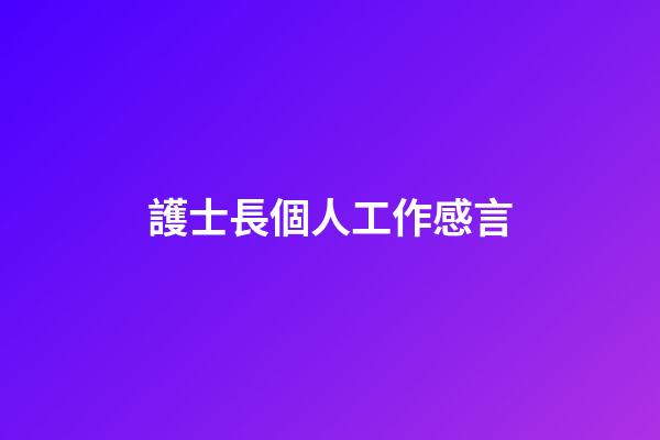 護士長個人工作感言