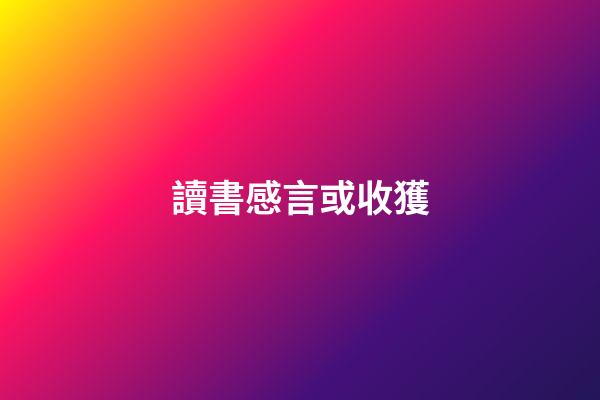 讀書感言或收獲