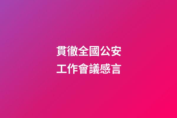 貫徹全國公安工作會議感言