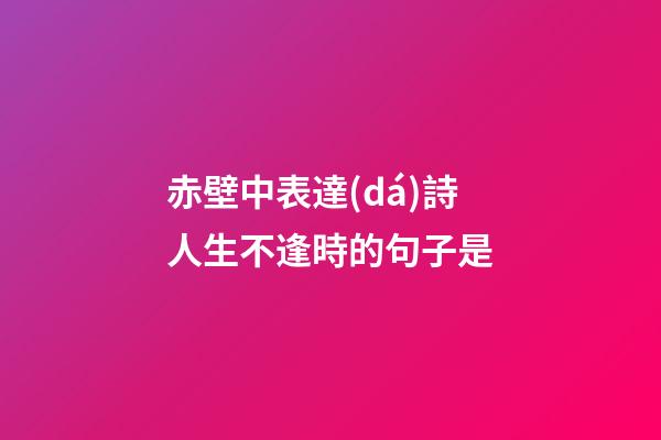 赤壁中表達(dá)詩人生不逢時的句子是