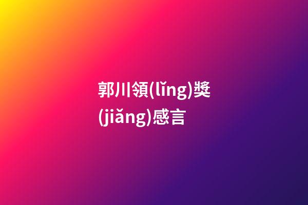 郭川領(lǐng)獎(jiǎng)感言