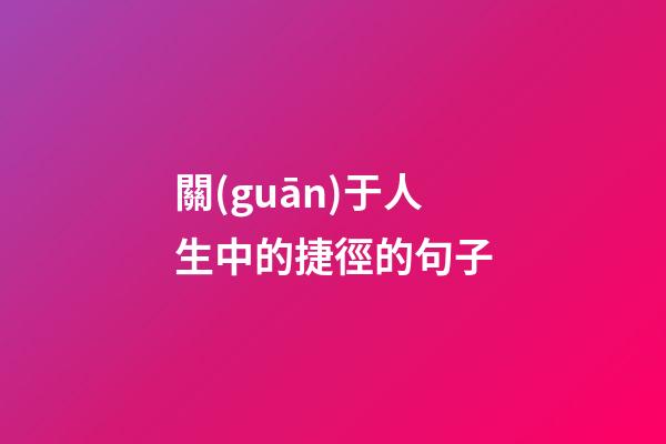 關(guān)于人生中的捷徑的句子