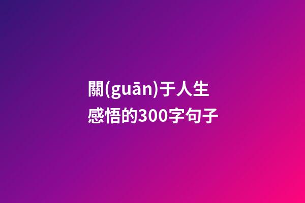 關(guān)于人生感悟的300字句子