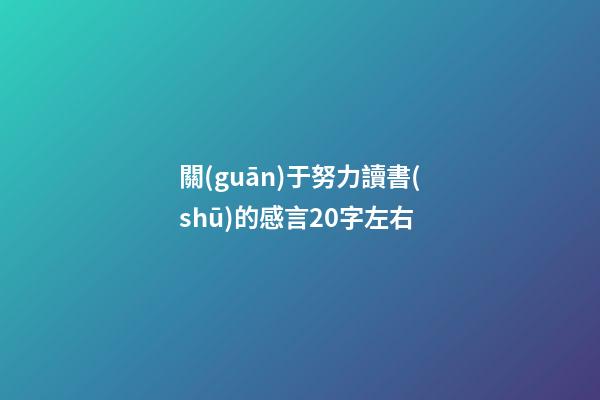 關(guān)于努力讀書(shū)的感言20字左右