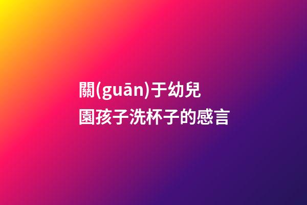 關(guān)于幼兒園孩子洗杯子的感言