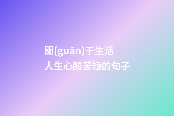 關(guān)于生活人生心酸苦短的句子