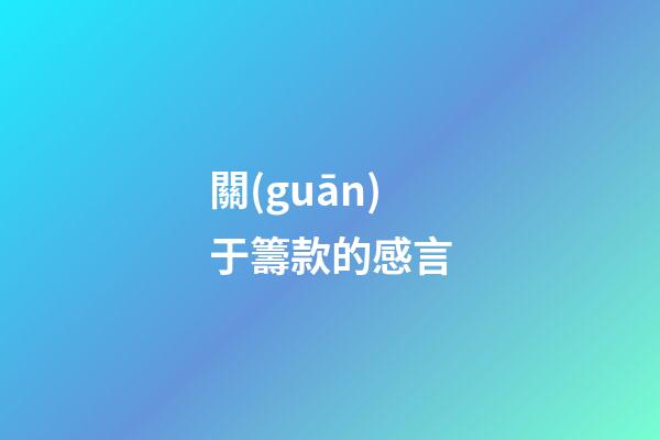 關(guān)于籌款的感言