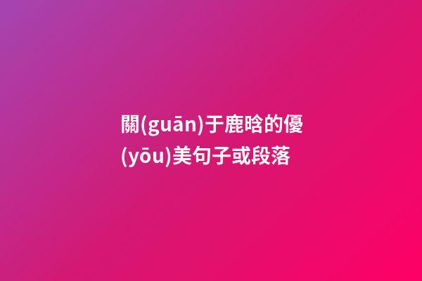 關(guān)于鹿晗的優(yōu)美句子或段落