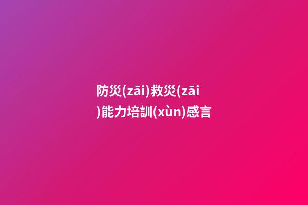 防災(zāi)救災(zāi)能力培訓(xùn)感言