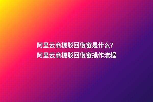 阿里云商標駁回復審是什么？阿里云商標駁回復審操作流程