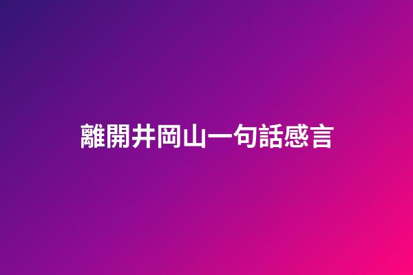 離開井岡山一句話感言