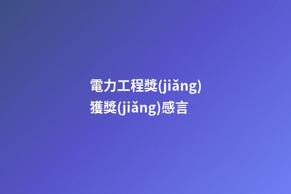 電力工程獎(jiǎng)獲獎(jiǎng)感言