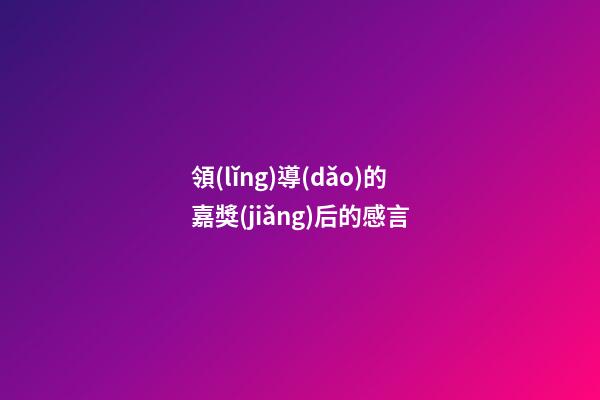 領(lǐng)導(dǎo)的嘉獎(jiǎng)后的感言