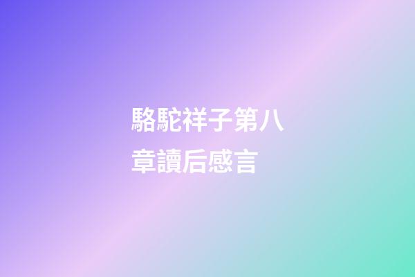 駱駝祥子第八章讀后感言