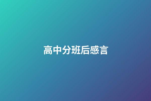 高中分班后感言