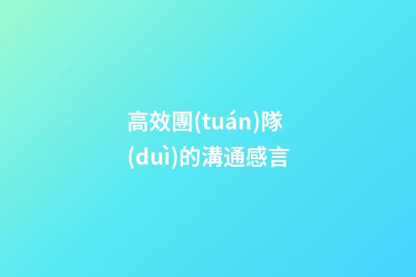 高效團(tuán)隊(duì)的溝通感言