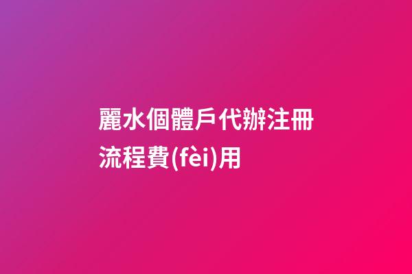 麗水個體戶代辦注冊流程費(fèi)用