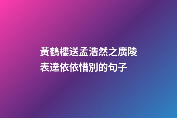 黃鶴樓送孟浩然之廣陵表達依依惜別的句子