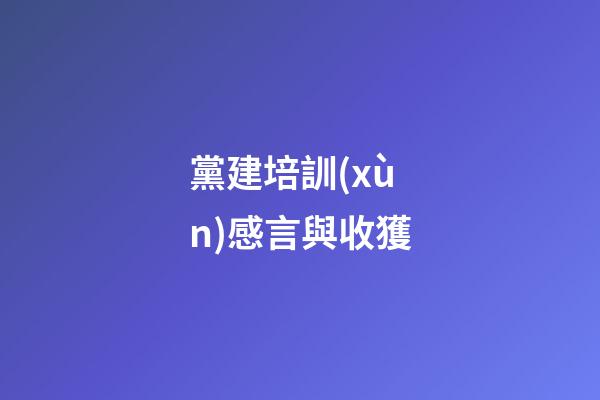 黨建培訓(xùn)感言與收獲